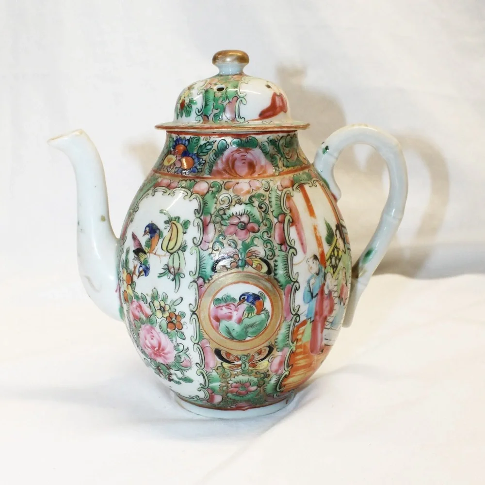 Antique Chinese ExportFamille Rose Medallion Tea Set - Set of 3